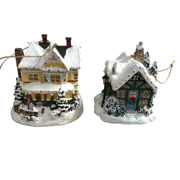 VTG Thomas Kinkade's Winter Memories Illuminated Christmas Ornaments, Set of 7 - Picture 4 of 11